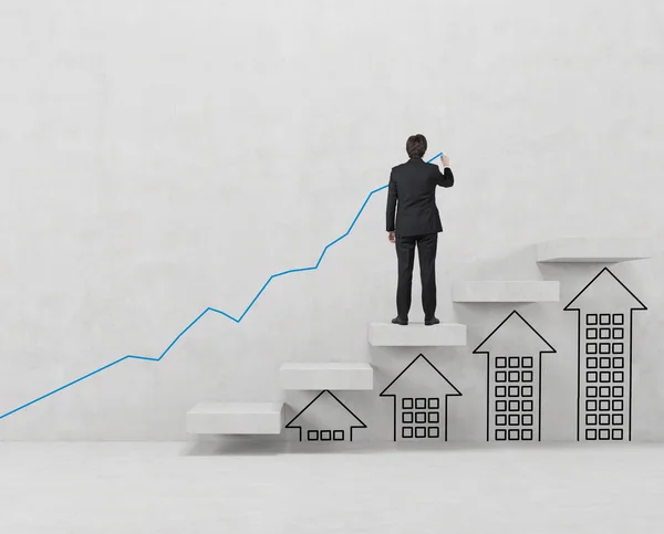 Affärsman ritade diagram — Stockfoto