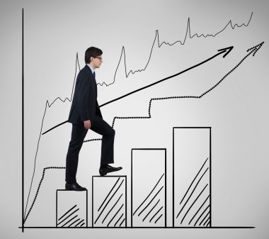 Grafikteki yürüyor işadamı