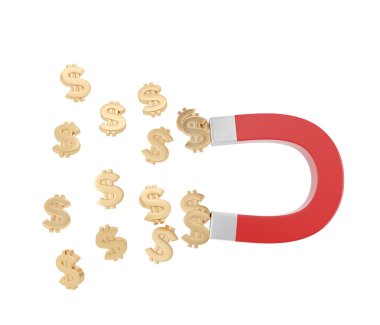 Altın dolar ile mıknatıs