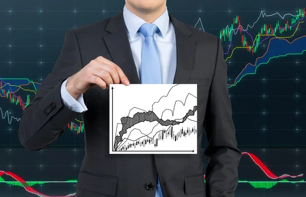 Geschäftsmann mit Chart — Stockfoto