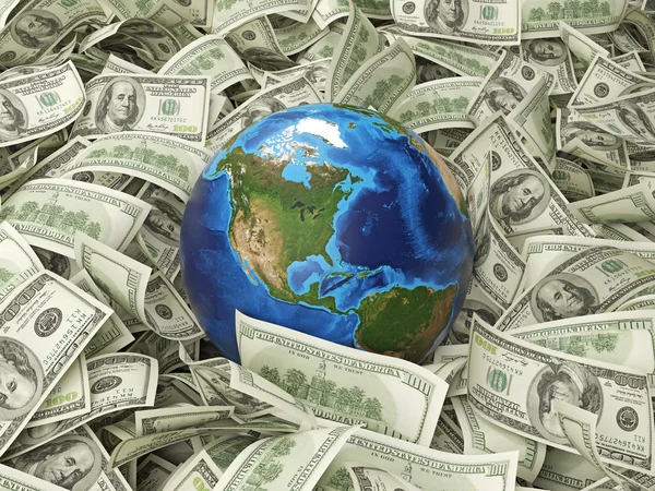 Globe and hundred dollar — Stock Photo, Image