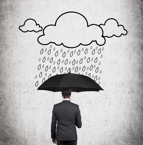 Businessman and drawing rain — Stock Photo, Image