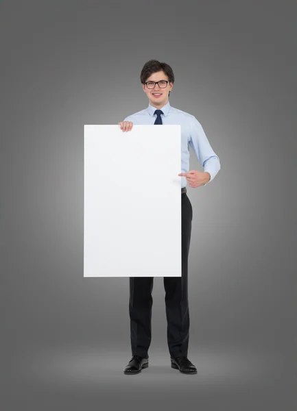 Man holding blank poster — Stock Photo, Image