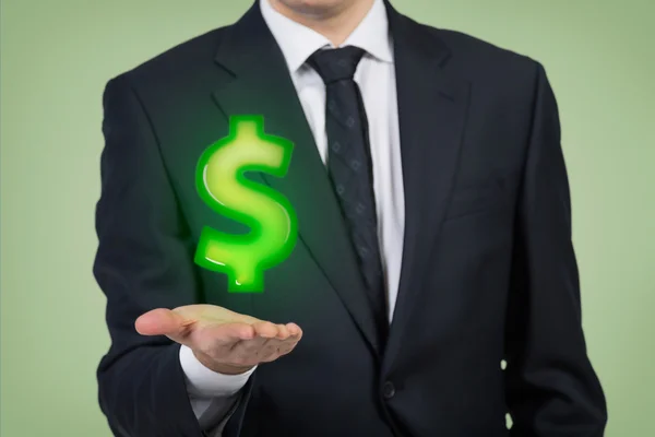 Businessman holding dollar — Stock Photo, Image