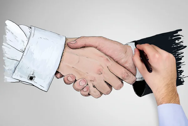 Hand ritat handslag — Stockfoto