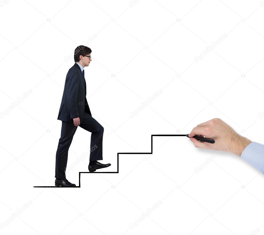 man walking on stairs