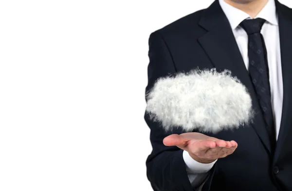 Businessman holding cloud — Stock Photo, Image