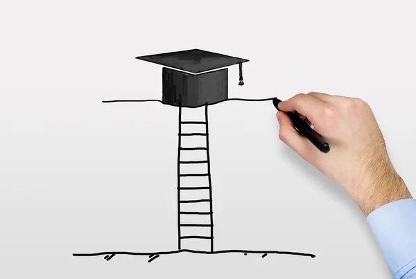 Mano disegno bachelor cap — Foto Stock