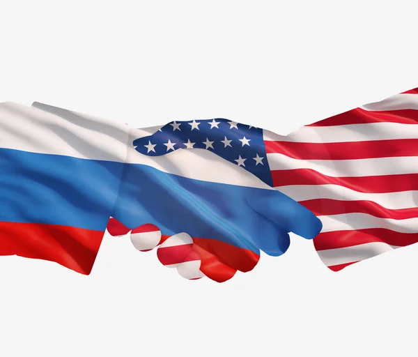 Russian and USA handshake — Stock Photo, Image