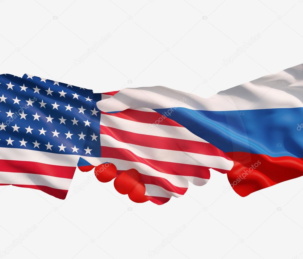 USA and Russian handshake