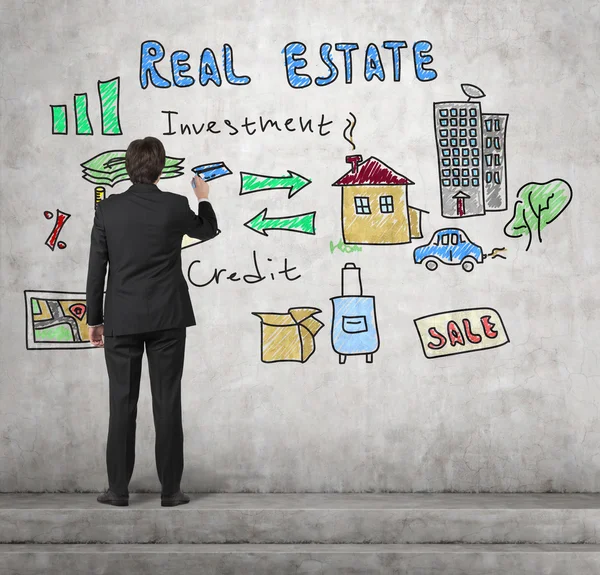 Realtor drawing real estate concept — Stock Photo, Image