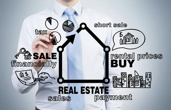 Businessman drawing real estate — Stock Photo, Image