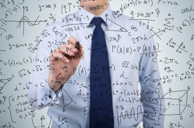 businessman drawing formulas clipart