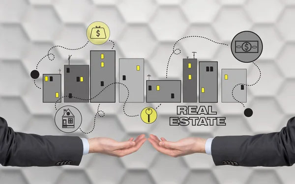 हाथों में रियल एस्टेट — स्टॉक फ़ोटो, इमेज