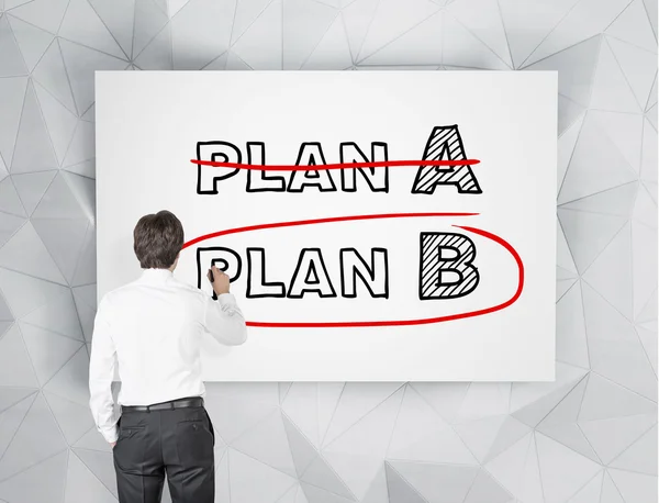 Geschäftsmann zeichnet Plan b — Stockfoto