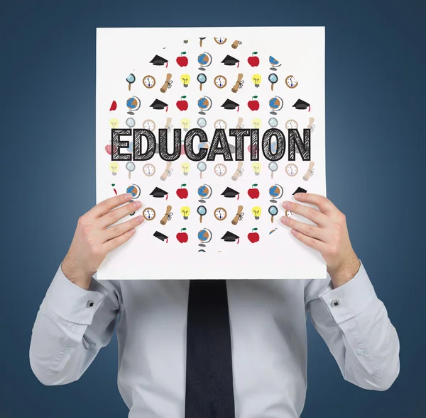 Paper with education icons — Stock Photo, Image