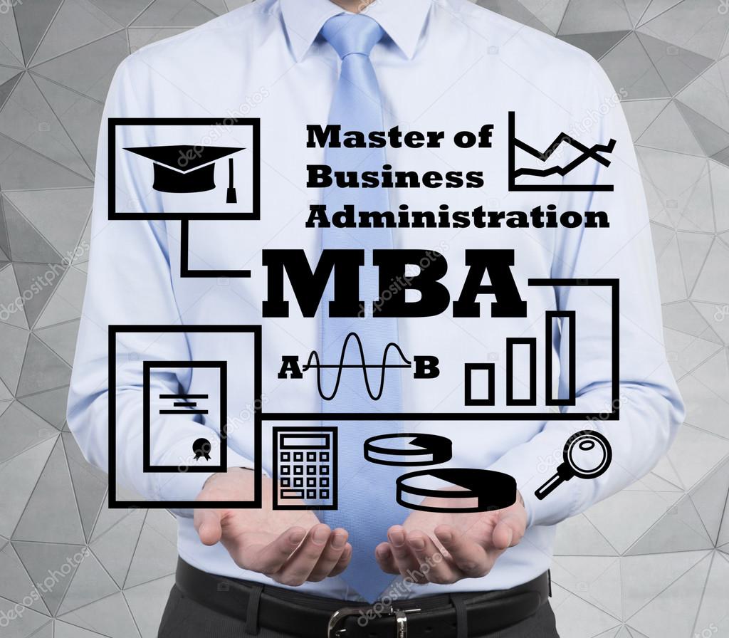 businessman holding mba concept