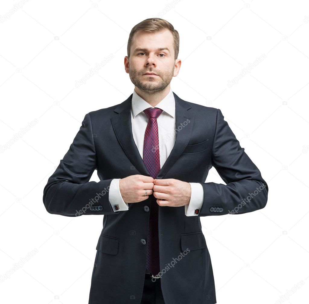Businessman standing over white background