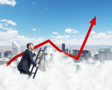 Sadece bulutlar bizim iş yaklaşımı yüksektir. New York arka plan.