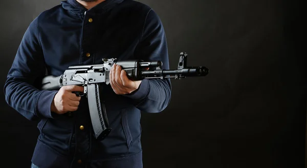 Terrorist is holding AKM 47 — Stock Photo, Image