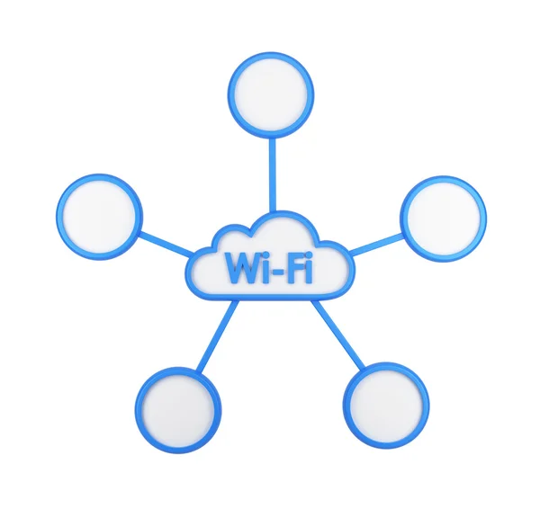 Wi-fi 云的图标。无线互联网访问和数据存储的概念。分离 — 图库照片