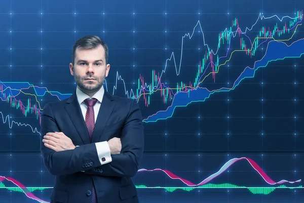 Trader und Forex-Chart. ein Konzept für ein erfolgreiches Portfoliomanagement. — Stockfoto