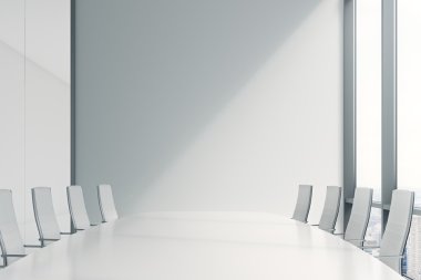 Conference room in a modern office with a huge windows. clipart