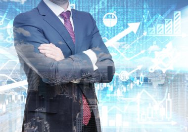 analist çapraz elle dijital finansal hesaplamalar ve Öngörüler arka planda önünde duruyor. Sermaye Piyasası işlemleri ve forex fırsatlar bir kavram.