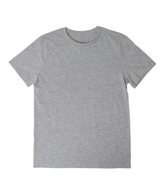 Grå bomullsskjorta med kopia utrymme isoleras på vit bakgrund. — Stockfoto