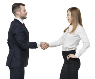 Business partners shaking hands. Isolated on white background.