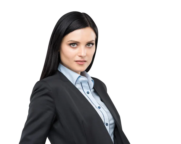 Portrait of a beautiful brunette lady in a formal suit. Isolated. — Stockfoto