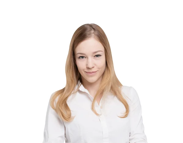 Un retrato de una encantadora mujer de negocios. Aislado sobre fondo blanco . —  Fotos de Stock