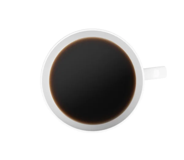 Vista superior de uma xícara de café. Isolado em fundo branco. Renderização 3D . — Fotografia de Stock