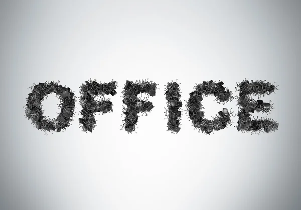 The word OFFICE is composed from black leather office chairs. A light grey background. — Stok fotoğraf