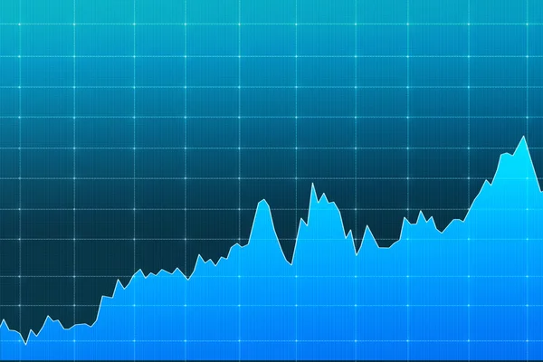 Blue graph demonstrating growth, fluctuations, concept of analys — Stockfoto