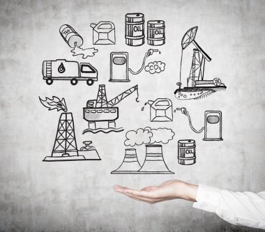 illustration of oil industry components on the wall