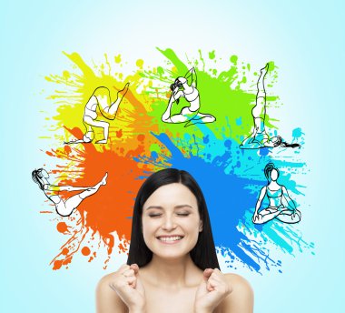 woman dreaming about doing exercises, sport