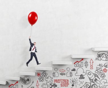 man climbing career ladder easily