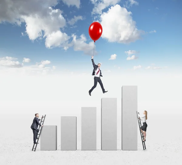 Man climbing career ladder easily — Stock Photo, Image