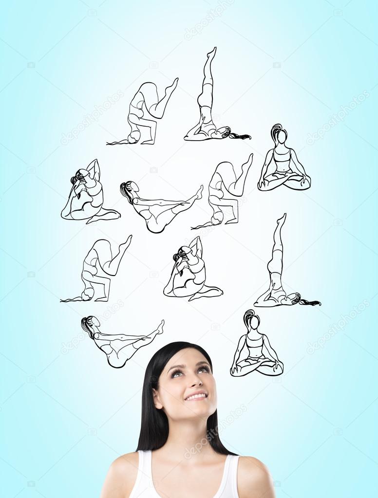 woman dreaming about doing exercises, sport