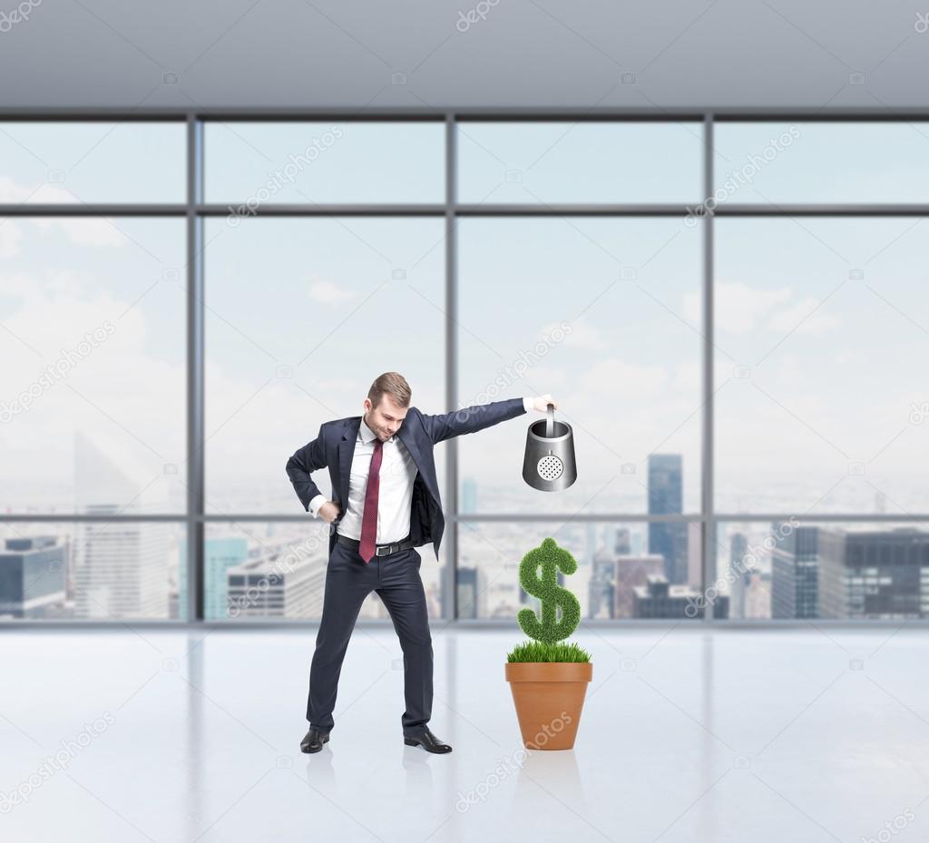 businessman watering money, growth
