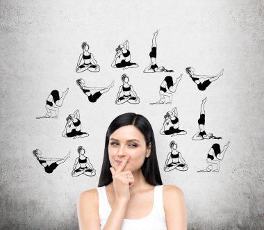 woman thinking about taking up yoga clipart