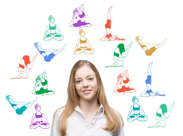 Mujer pensando en hacer yoga —  Fotos de Stock