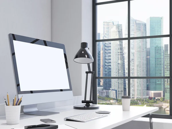 Sul posto di lavoro in un angolo, ufficio — Foto Stock