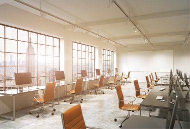 Open space office with computers