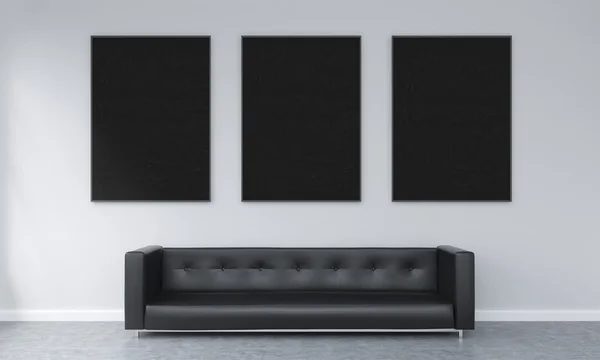 Three frames over a sofa — Stockfoto