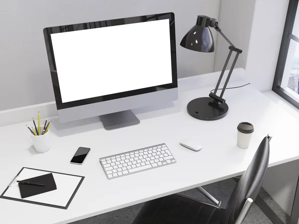 Workplace in the corner, office — Stock Photo, Image