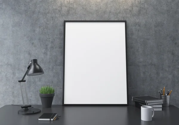 Workplace with a blank panel instead of a computer — Stock Photo, Image