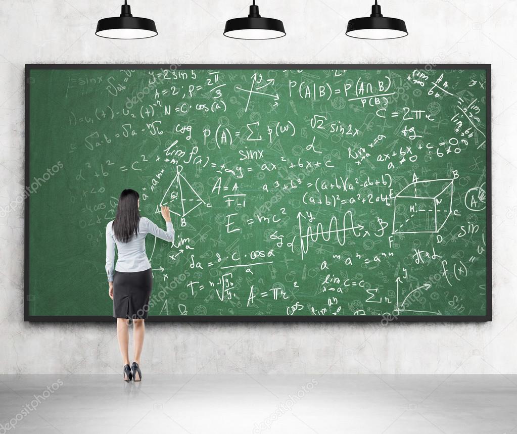 Writing formulas on the blackboard