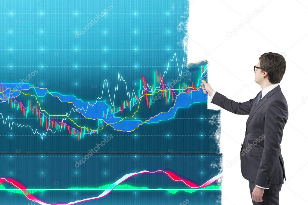 Businessman painting graphs